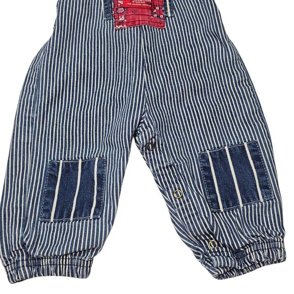 Vintage OshKosh B'Gosh Hickory Stripe 90s Railroad Engineer Overalls 3-6 Months - Picture 3 of 7